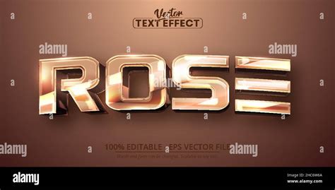 Rose Text Shiny Rose Gold Color Style Editable Text Effect Stock