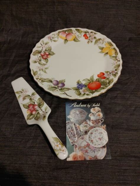 Andrea By Sadek Porcelain Fruit And Blossom Pattern Cake Plate
