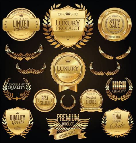 Premium Vector Golden Labels