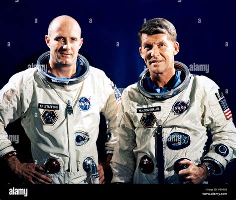 Gemini 6 Astronauts Thomas P Stafford Left Pilot And Walter M