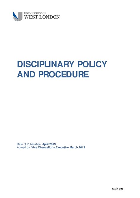 Disciplinary Procedure Templates At