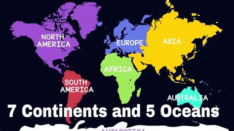 7 Continents Of The World And 5 Oceans List Kids World Map World Map Images