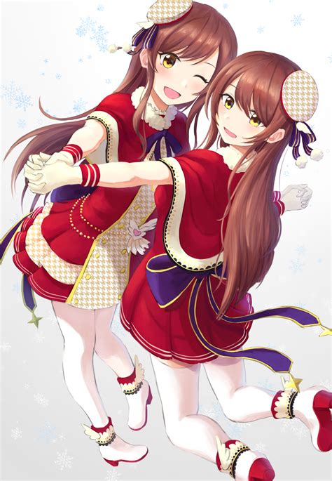 Wallpaper Anime Girls Twins Long Hair Brunette The Email Protected The Idolmaster Shiny
