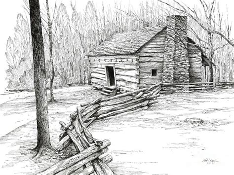 Log Cabin Interiors Log Cabin Pen And Ink Drawings Log Cabin