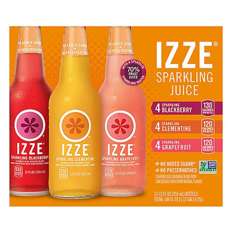 Izze Sparkling Juice Flavored Juice Beverage Variety Pack 12 Fl Oz 12