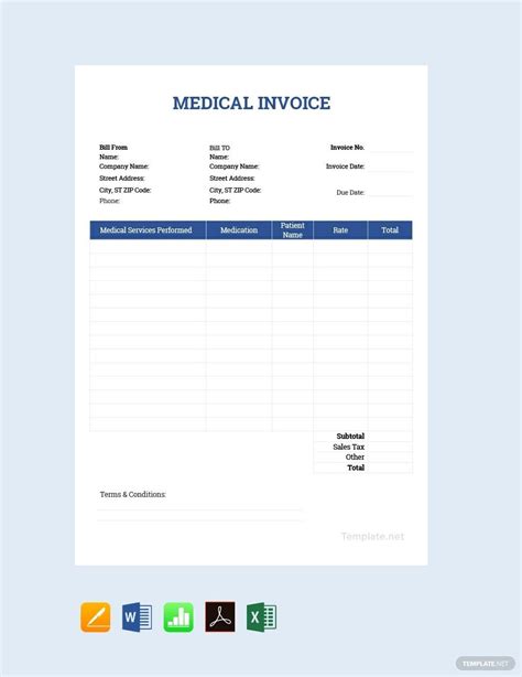 Sample Medical Invoice Template In Gdocslink Ms Word Portable