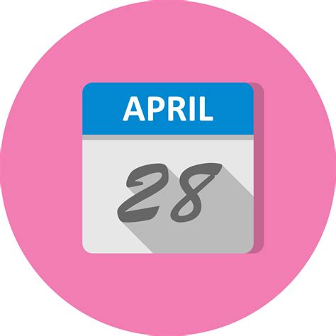 April 28th Date On A Single Day Calendar 499092 Vector Art At Vecteezy
