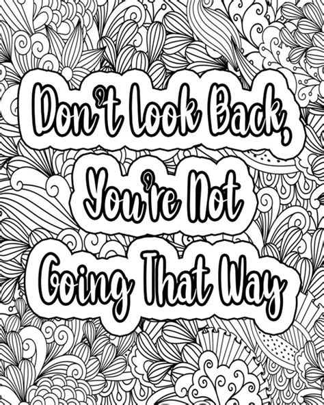 Inspirational Quotes Coloring Pages For Adults Zentangle Etsy Canada