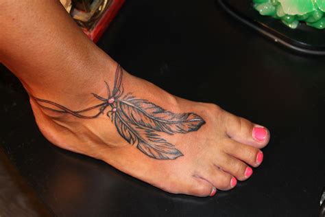 Indian Feather Foot Tattoos