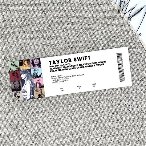 Physical Taylor Swift Eras Tour Concert Ticket T Ticket Etsy