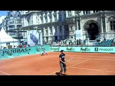 Tennis Court Near Notre Damer During Roland Garros Tournament In Paris