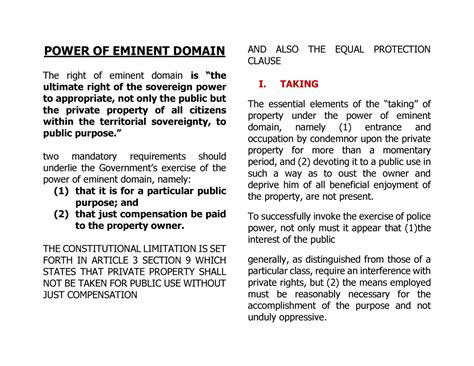 Power Of Eminent Domain Power Of Eminent Domain The Right Of Eminent