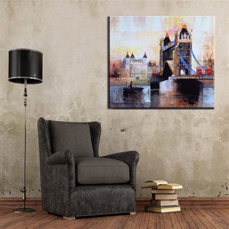 Beautiful Abstract Landscape London Tower Bridge Oil Painting On Canva