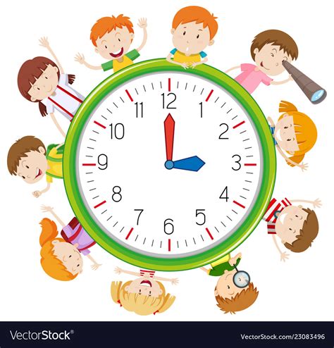 Children On Clock Template Royalty Free Vector Image