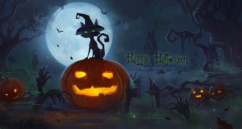 Wallpaper Illustration Halloween Pumpkin Vector Art Black Cats