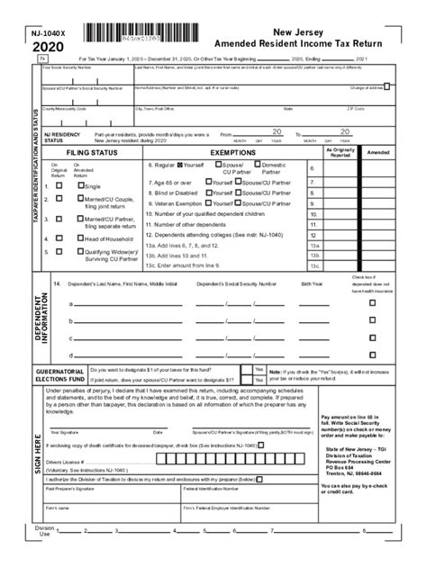 Nj Dot Nj 1040x 2020 2022 Fill Out Tax Template Online Us Legal Forms