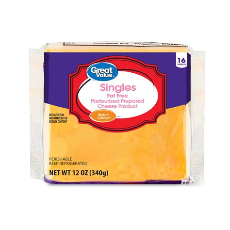 Great Value Singles American Pasteurized Process Cheese Product Fat