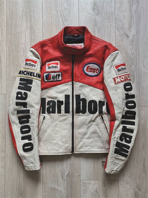 Vintage 🔥vintage Marlboro Racing Leather Jacket Vintage Racing Jacket