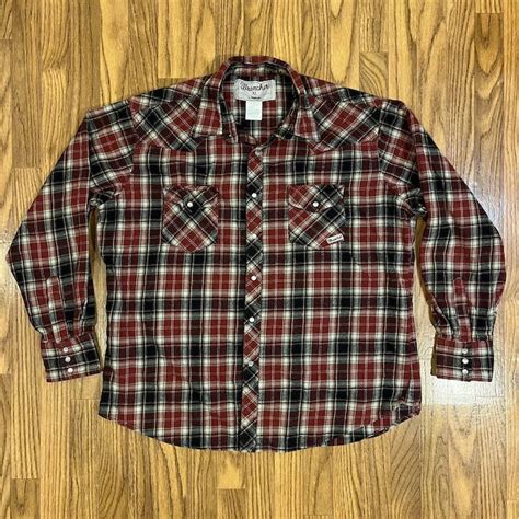 Wrangler Wrangler Wrancher Soft Flannel Red Plaid Western Pearl Snap