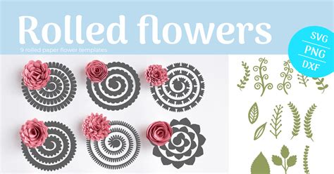 Rolled Flowers Svg 9 Rolled Paper Flower Templates Masterbundles
