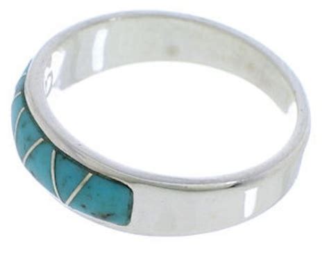 Authentic Sterling Silver Turquoise Inlay Ring Size Ux