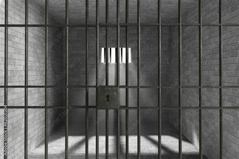 Old Grunge Prison Seen Through Jail Bars Stock Illustration Adobe Stock