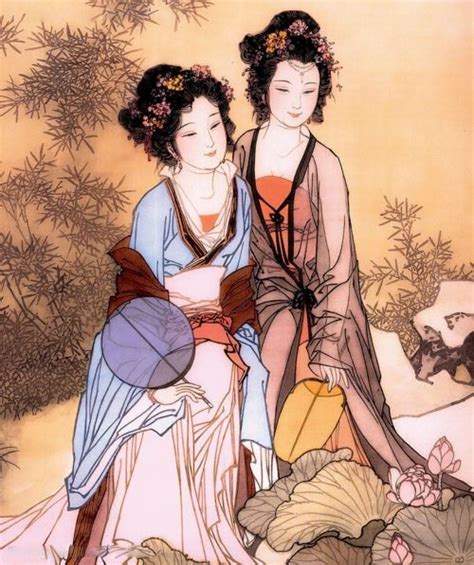 Beautiful Drawing Of Two Tang Dynasty Women Out In Ancient China
