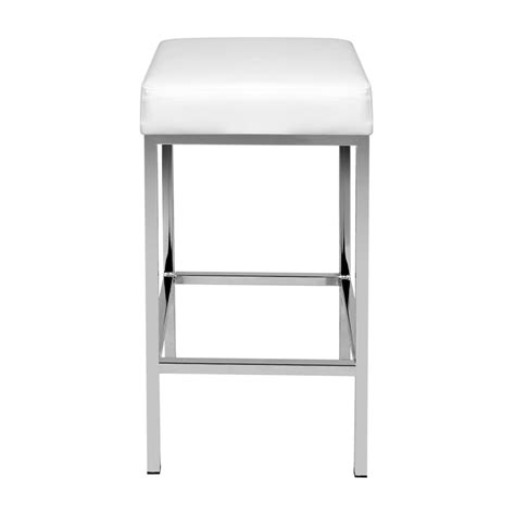 Artiss Set Of 2 Pu Leather Backless Bar Stools White And Chrome Tanstella