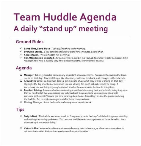 Daily Huddle Template Unique Sample Agenda Template 41 Download Free