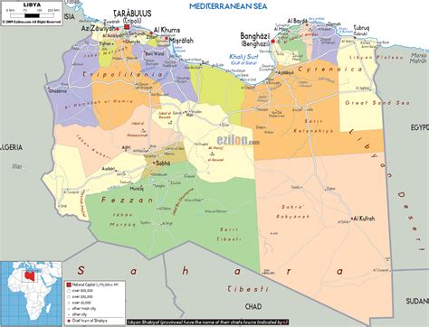 Detailed Political Map Of Libya Ezilon Maps
