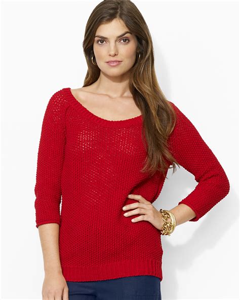 Lauren Ralph Lauren Scoop Neck Three Quarter Sleeve Sweater