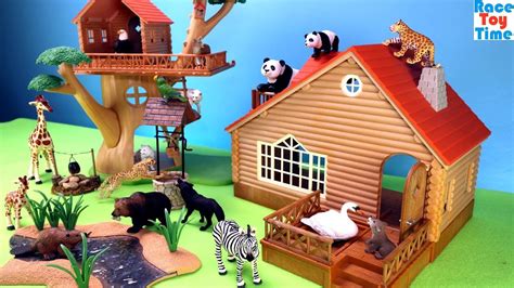 Find the cabin of your dreams. Toy Animals in the Wildlife cabin and treehouse - Fun ...