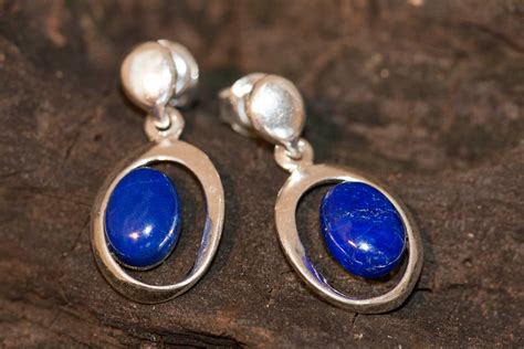 Lapis Lazuli Earrings Fitted In A Sterling Silver Setting Lapis Lazuli