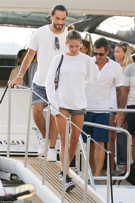 Thylane Blondeau Sunbathes With Beau Ben Attal On A Luxury Yacht In St Tropez Daily Mail Online