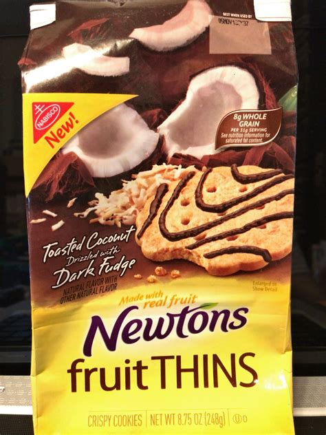 Nabisco Newtons Fruit Thins Toasted Coconut Drizzled With