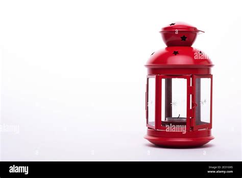 Red Christmas Lantern Isolated On White Stock Photo Alamy