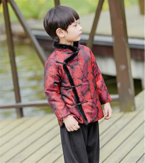 Traditional Chinese Long Sleeve Tang Padded Clothing For Boys Modern