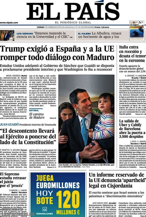 Последние твиты от diario el día (@eldia_cl). Portada del diario El País del día 1/02/2019 - http ...