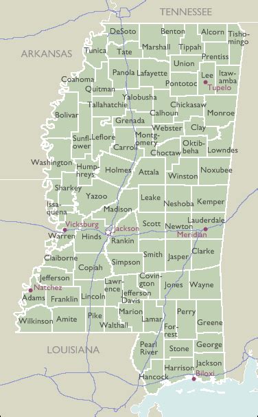 County Zip Code Maps Of Mississippi