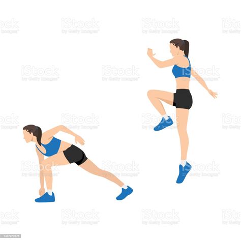 Woman Doing Jump Start Exercise Flat Vector Illustration Isolated On