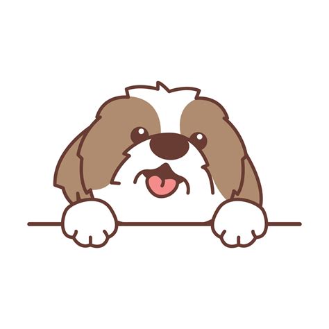 Cute Shih Tzu Dog Paws Up Over Wall Vector Illustration 2082642 Vector