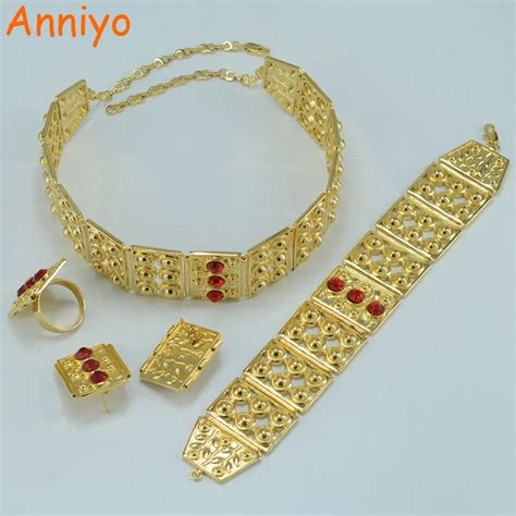 Buy Anniyo Big Size Ethiopian Set Jewelry Gold Color