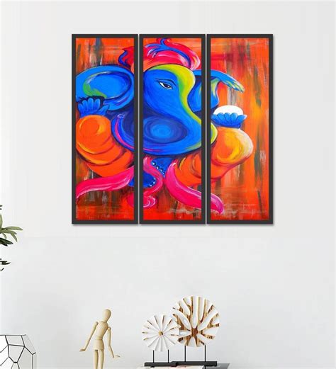 Buy Multicolour Mdf Framed Ganesha Art Panel By Go Hooked Online