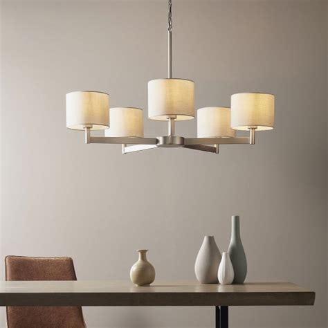 Visionary Lighting Ibberton Five Arm Pendant With Taupe Fabric Shades
