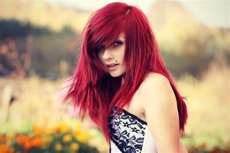 Wallpaper Women Redhead Model Dyed Hair Long Hair Black Hair Fashion Pink Person Skin