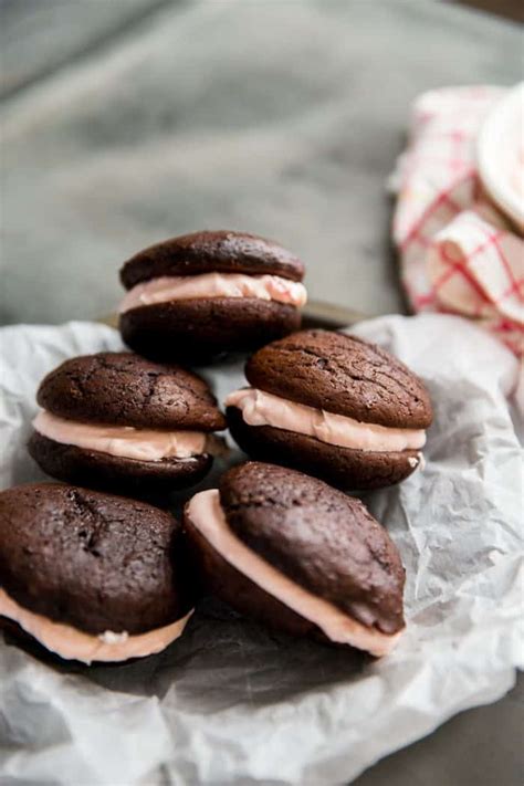 Hot water, unsweetened cocoa powder, milk chocolate chips, heavy whipping cream and granulated sugar. Chocolate Whoopie Pies with Cherry Filling - Lemons for Lulu