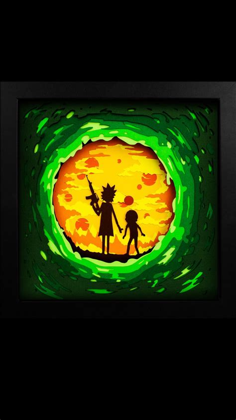 Rick And Morty Portal Papercraft Shadow Box Art Paper Crafts Paper