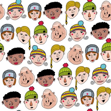 Set Of Doodle Faces Stock Vector Illustration Of People 32804501