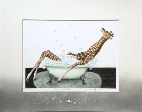 Have you got an old bath tub that needs a bit of t.l.c? Giraffe in Tub | Bubble bath | painting | catzooart