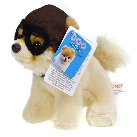 Gund Itty Bitty Boo Pomeranian Boo Wearing Pilot Helmet And Goggles